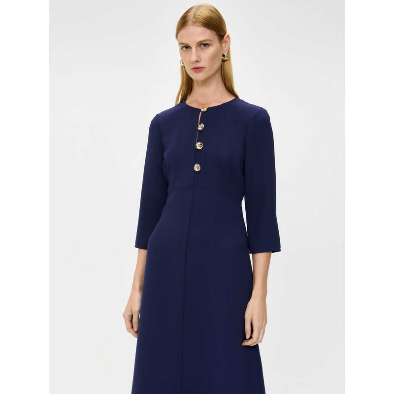 Veronika Maine Double Weave Button Midi Dress image number 3